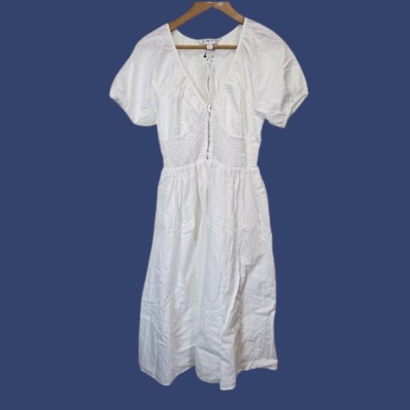 NWT The Drop Women's Daksha Cotton Smocked Zipper Detail Dress Medium - Picture 3 of 7